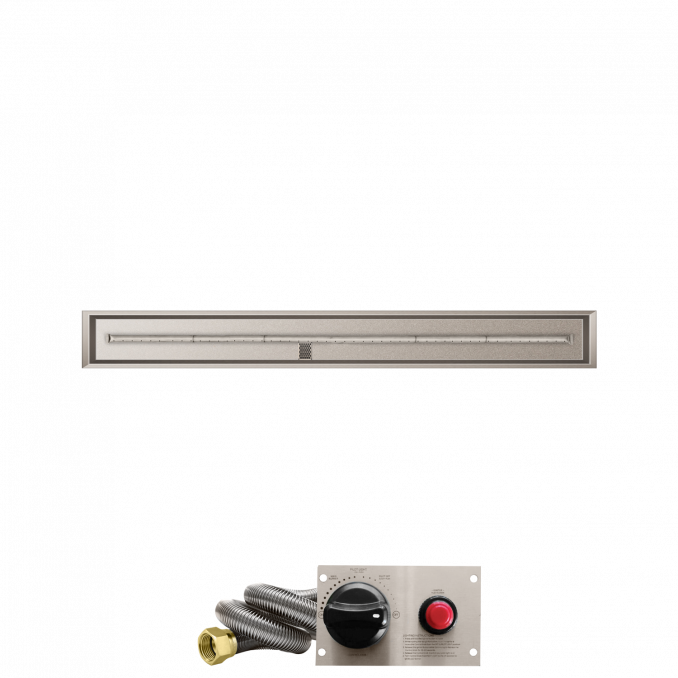 Firegear Stainless Steel Series 72" x 6" Linear Drop-In Pan Propane Gas Fire Pit T Burner System With Thermocouple Piloted Safety Ignition System