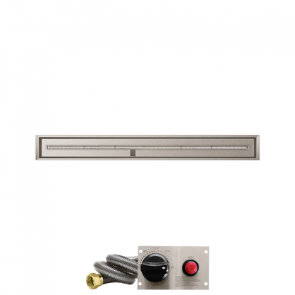 Firegear Stainless Steel Series 72" x 6" Linear Drop-In Pan Propane Gas Fire Pit T Burner System With Thermocouple Piloted Safety Ignition System