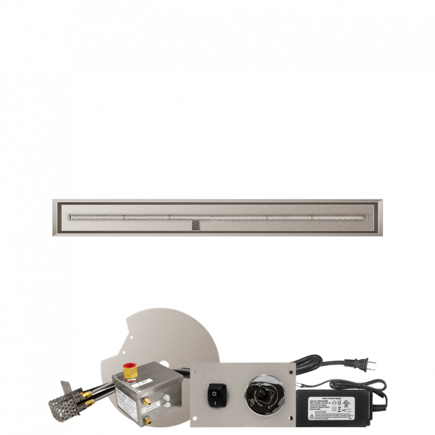 Firegear Stainless Steel Series 72" x 6" Linear Drop-In Pan Natural Gas Fire Pit T Burner System With All Weather Electronic Ignition System