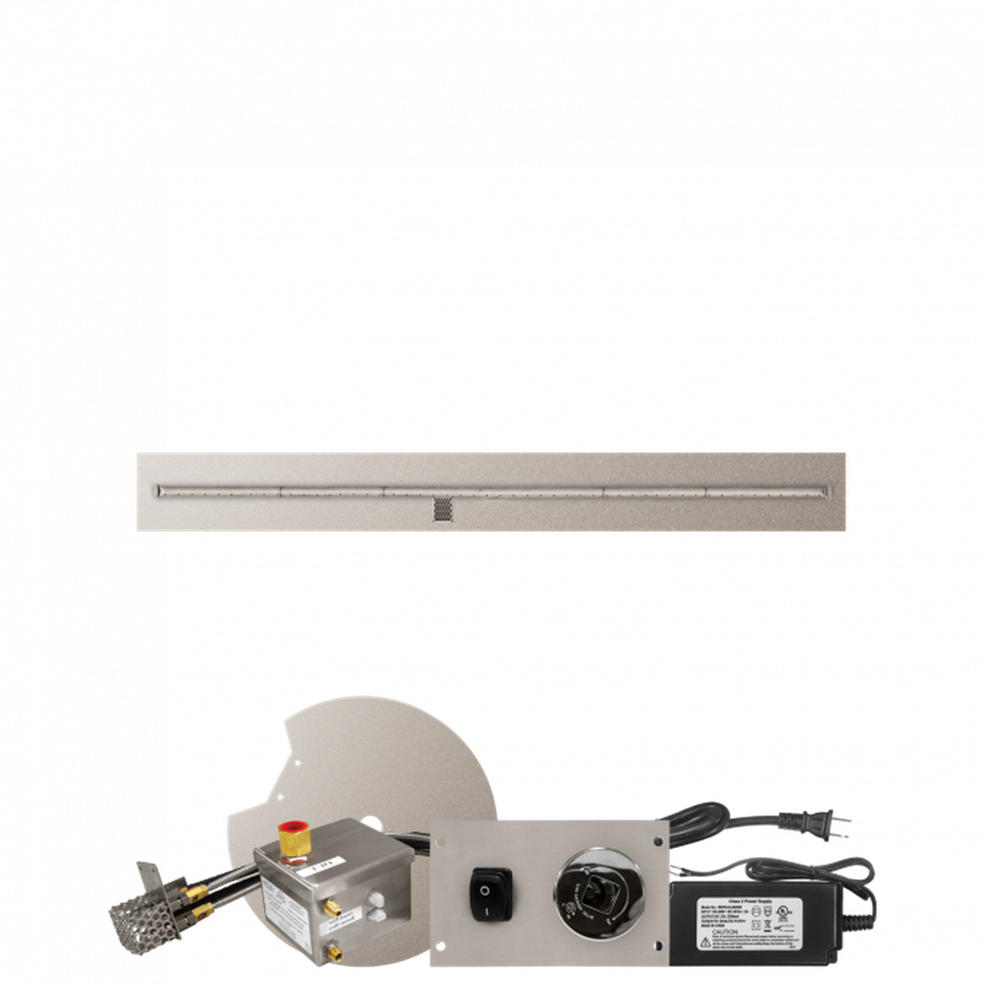 Firegear Stainless Steel Series 72" x 8" Linear Flat Pan Propane Gas Fire Pit T Burner System With All Weather Electronic Ignition System