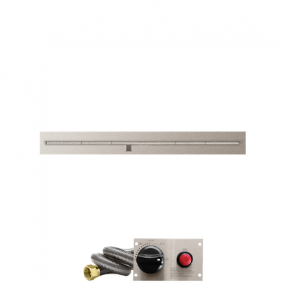 Firegear Stainless Steel Series 48" x 8" Linear Flat Pan Natural Gas Fire Pit T Burner System With Thermocouple Piloted Safety Ignition System