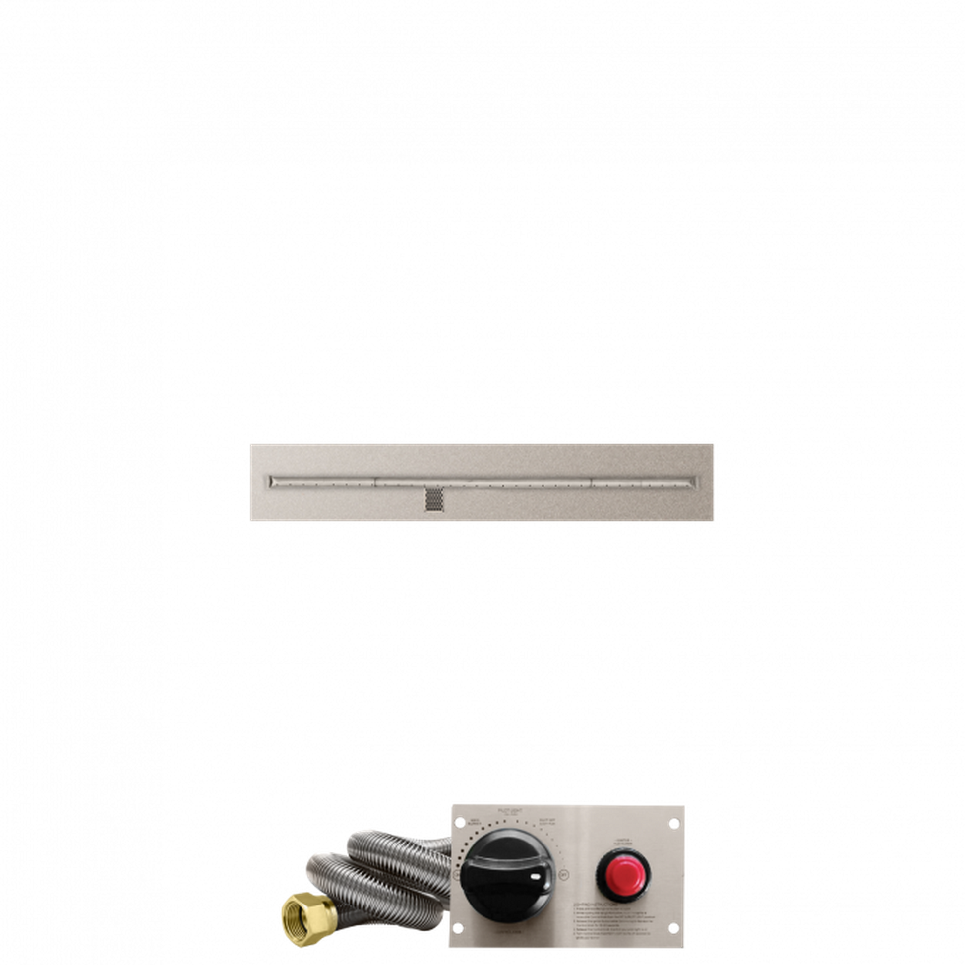 Firegear Stainless Steel Series 48" x 8" Linear Flat Pan Natural Gas Fire Pit T Burner System With Thermocouple Piloted Safety Ignition System