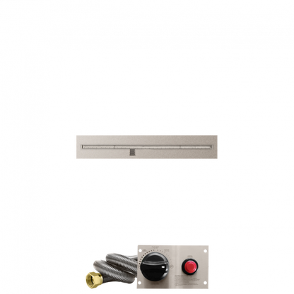 Firegear Stainless Steel Series 48" x 8" Linear Flat Pan Natural Gas Fire Pit T Burner System With Thermocouple Piloted Safety Ignition System