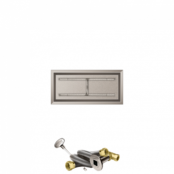 Firegear Stainless Steel Series 84" x 16" Linear Drop-In Pan Natural Gas Fire Pit H Burner System With Match Throw Ignition System