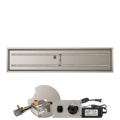 Firegear Stainless Steel Series 84" x 16" Linear Drop-In Pan Propane Gas Fire Pit H Burner System With All Weather Electronic Ignition System