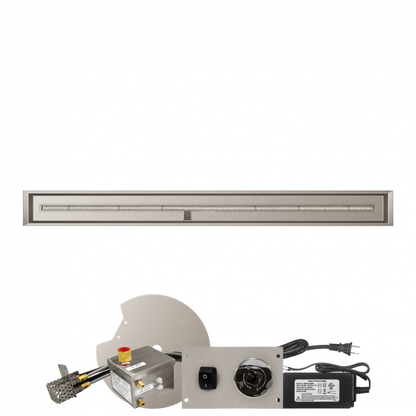 Firegear Stainless Steel Series 84" x 6" Linear Drop-In Pan Natural Gas Fire Pit T Burner System With All Weather Electronic Ignition System