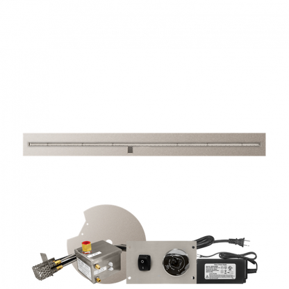 Firegear Stainless Steel Series 84" x 8" Linear Flat Pan Natural Gas Fire Pit T Burner System With All Weather Electronic Ignition System