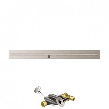 Firegear Stainless Steel Series 84" x 8" Linear Flat Pan Natural Gas Fire Pit T Burner System With Match Throw Ignition System
