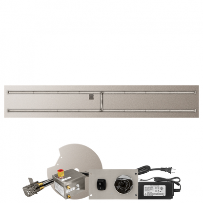 Firegear Stainless Steel Series 96" x 16" Linear Flat Pan Propane Gas Fire Pit H Burner System With All Weather Electronic Ignition System