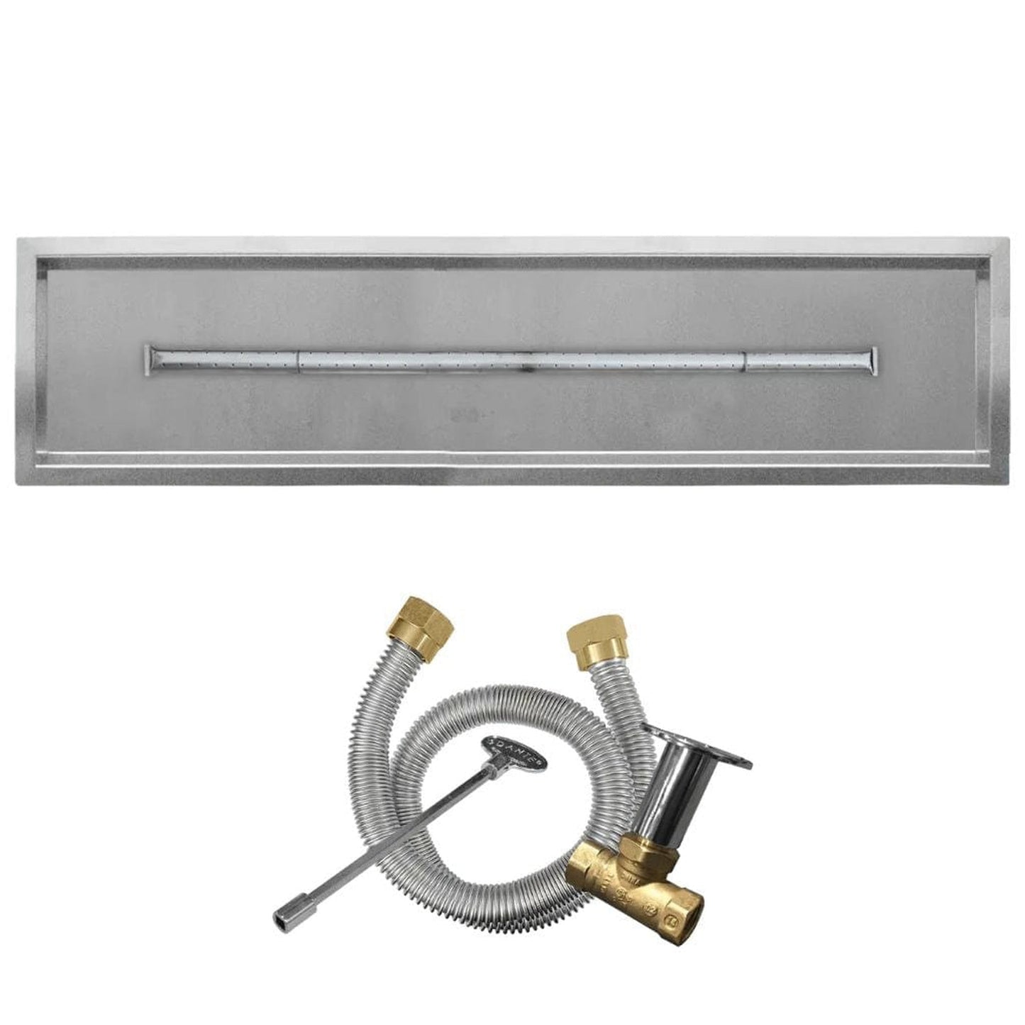 Firegear Stainless Steel Series 96" x 6" Linear Drop-In Pan Natural Gas Fire Pit T Burner System With Match Throw Ignition System