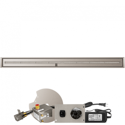 Firegear Stainless Steel Series 96" x 6" Linear Drop-In Pan Natural Gas Fire Pit T Burner System With All Weather Electronic Ignition System