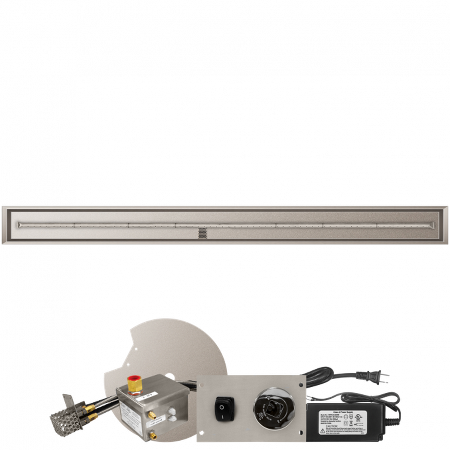 Firegear Stainless Steel Series 96" x 6" Linear Drop-In Pan Natural Gas Fire Pit T Burner System With All Weather Electronic Ignition System