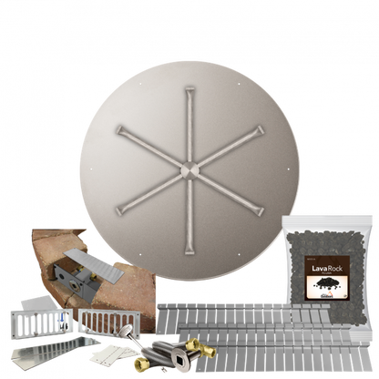 Firegear Stainless Steel Series SRW 29" Round Flat Pan Natural Gas Fire Pit Kit With Match Throw Ignition System