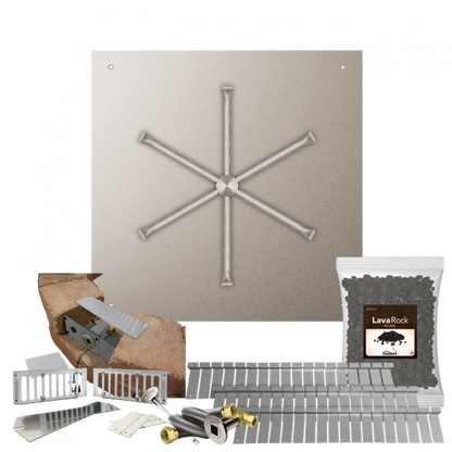 Firegear Stainless Steel Series SRW 30" Square Flat Pan Natural Gas Fire Pit Kit With Match Throw Ignition System