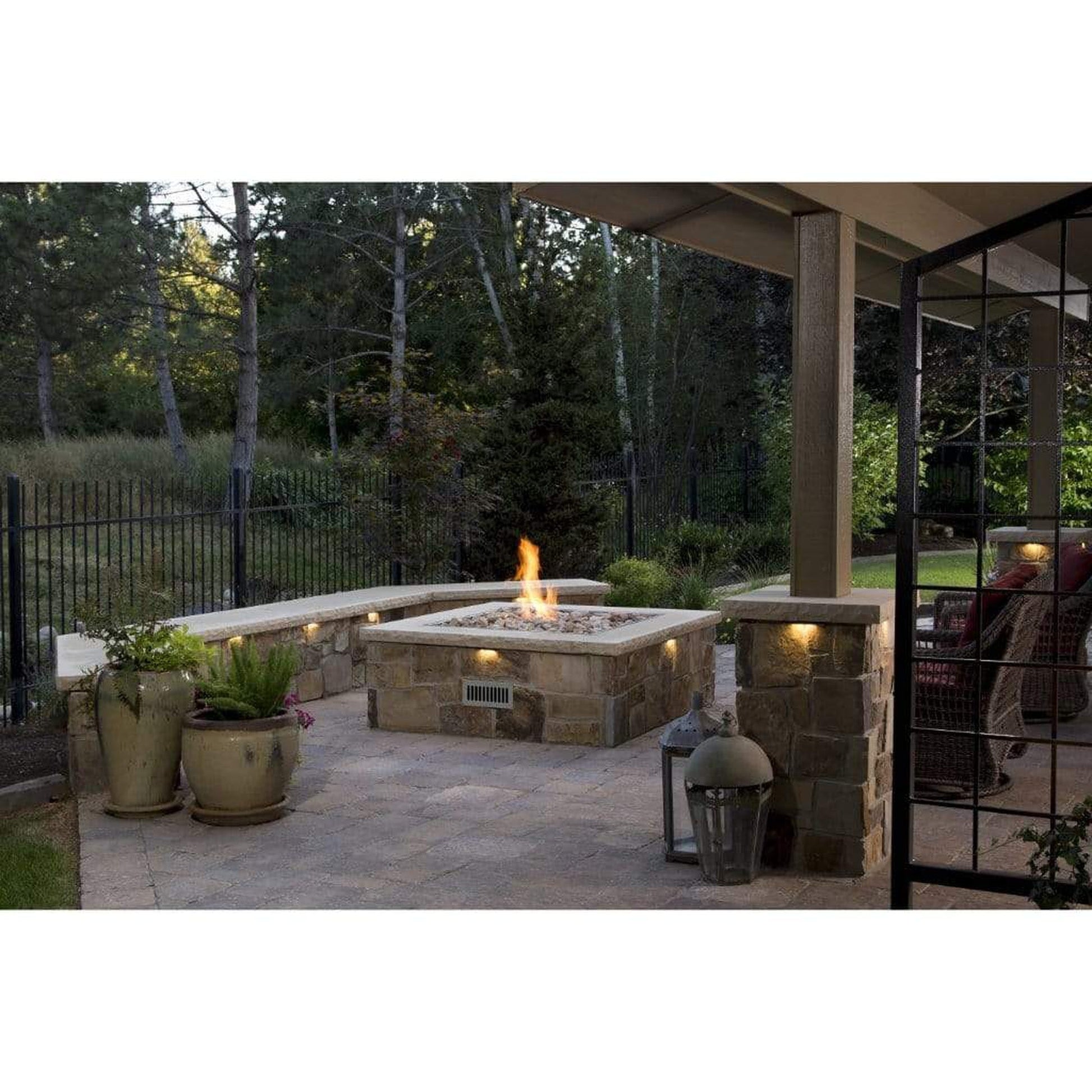 Firegear Stainless Steel Series SRW 34" Square Flat Pan Natural Gas Fire Pit Kit With Match Throw Ignition System