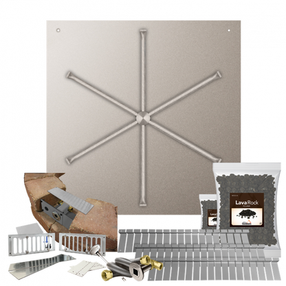 Firegear Stainless Steel Series SRW 34" Square Flat Pan Natural Gas Fire Pit Kit With Match Throw Ignition System