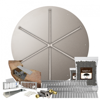 Firegear Stainless Steel Series SRW 39" Round Flat Pan Natural Gas Fire Pit Kit With Match Throw Ignition System