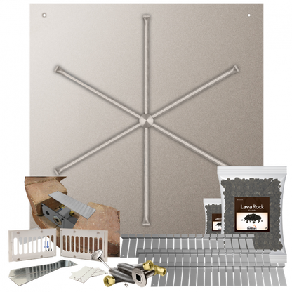 Firegear Stainless Steel Series SRW 40" Square Flat Pan Natural Gas Fire Pit Kit With Match Throw Ignition System