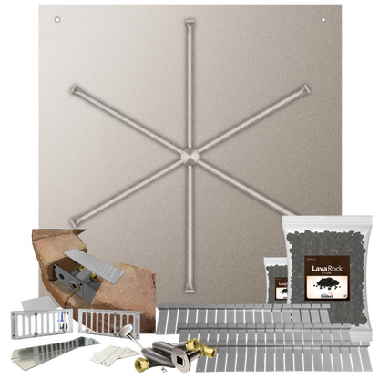 Firegear Stainless Steel Series SRW 40" Square Flat Pan Natural Gas Fire Pit Kit With Match Throw Ignition System