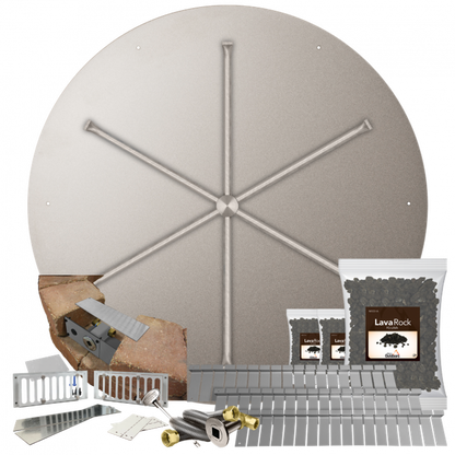 Firegear Stainless Steel Series SRW 44" Round Flat Pan Natural Gas Fire Pit Kit With Match Throw Ignition System