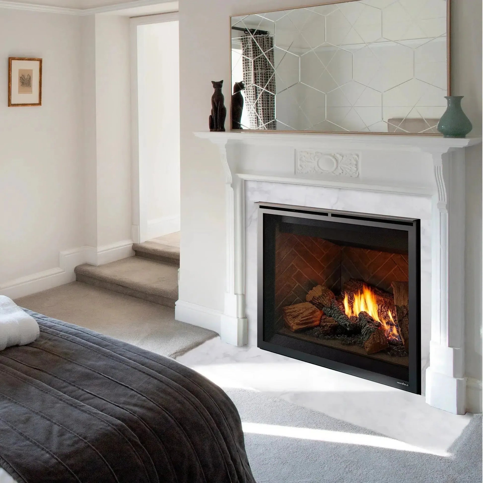 Fireside Furnishing Signature Series Bianco White Marble Surround Set 3, Without Hearth Pad