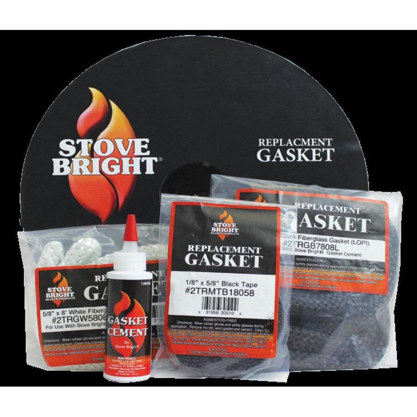 Forrest Paint Stove Bright 1" x 8" Black Fiberglass Rope for Lopi Products (12/pack)