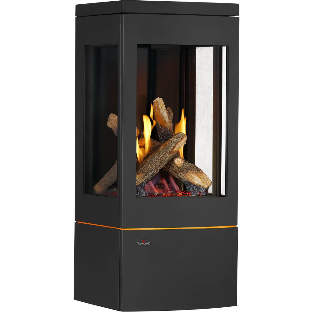 Napoleon Elora Black Direct Vent 3-Sided Natural Gas Hybrid Stove