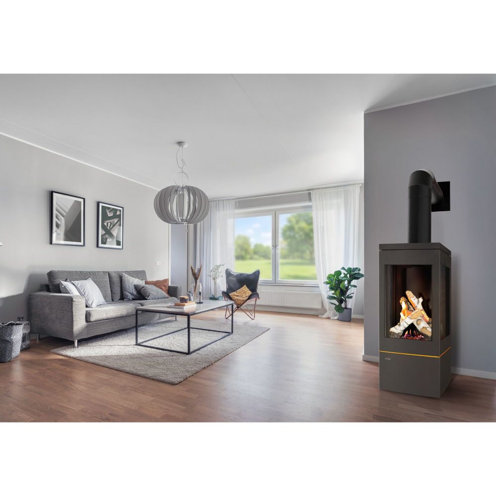Napoleon Elora Black Direct Vent 3-Sided Natural Gas Hybrid Stove