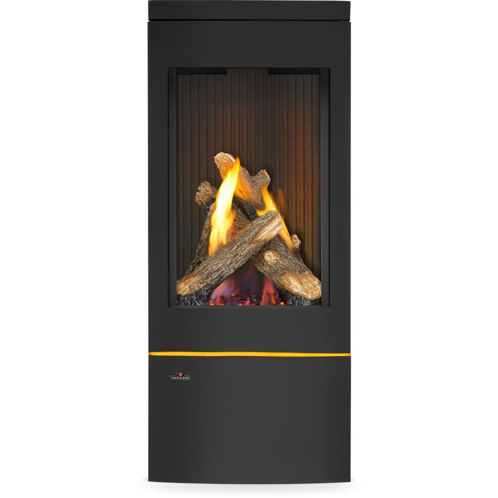 Napoleon Elora Black Direct Vent 3-Sided Natural Gas Hybrid Stove
