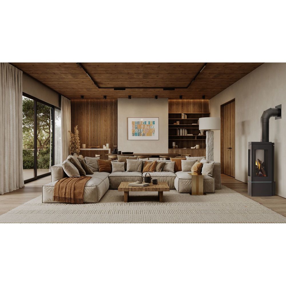 Napoleon Elora Black Direct Vent 3-Sided Natural Gas Hybrid Stove