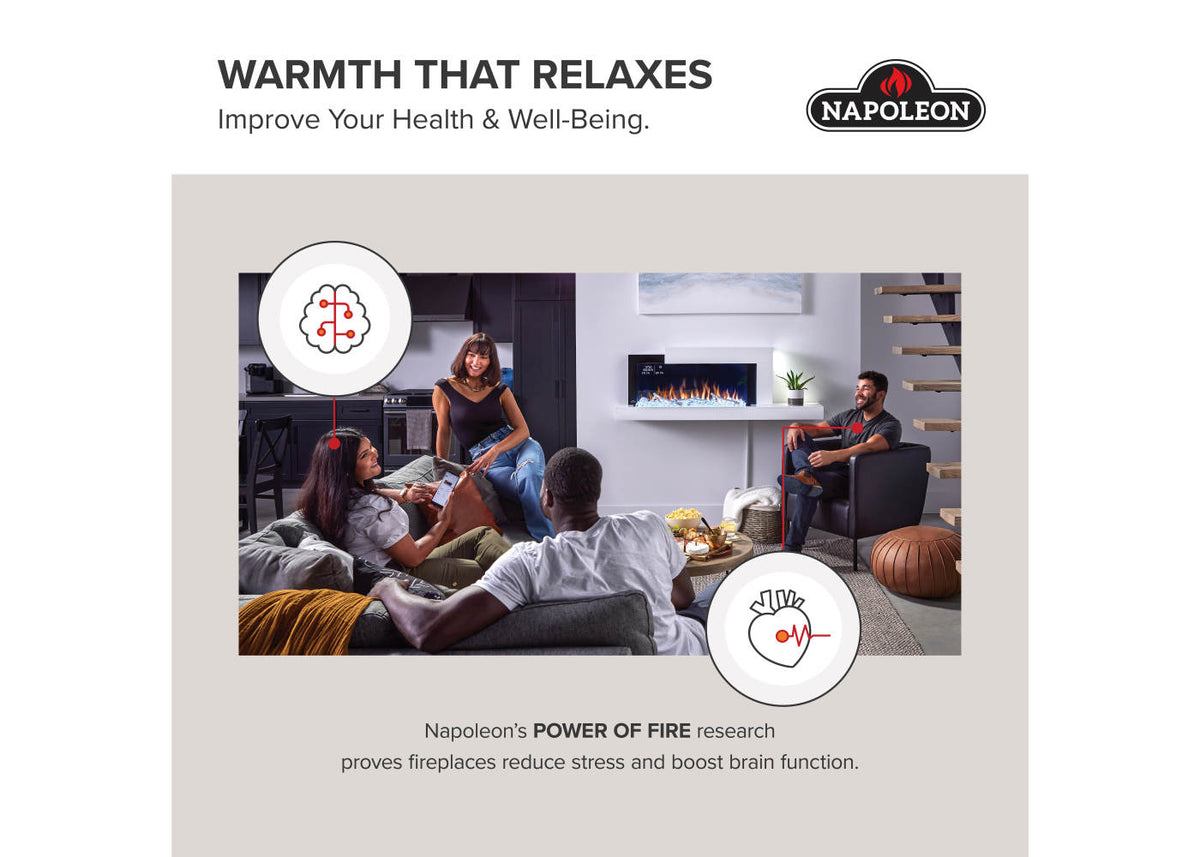 Napoleon Elora Black Direct Vent 3-Sided Natural Gas Hybrid Stove