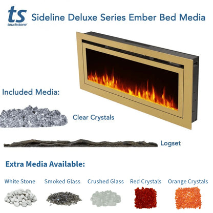 Touchstone Sideline Deluxe 72" Gold Recessed Smart Electric Fireplace