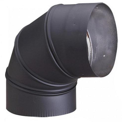 Gray Metal 5" Black 24-Gauge Single Wall Adjustable Elbow (Case of 12)
