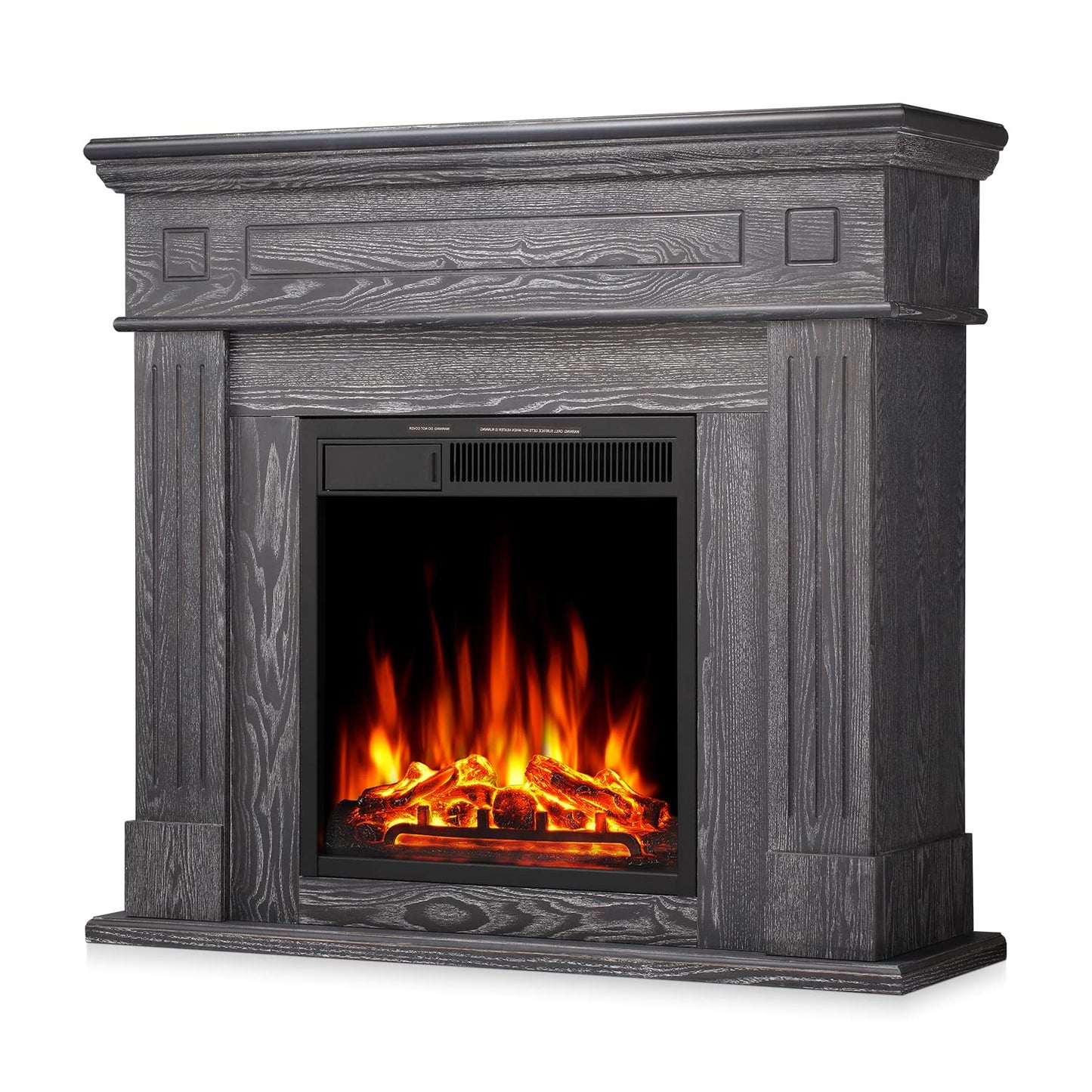 R.W.FLAME 43" Gray Freestanding Wooden Mantel and Electric Fireplace