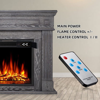 R.W.FLAME 43" Gray Freestanding Wooden Mantel and Electric Fireplace