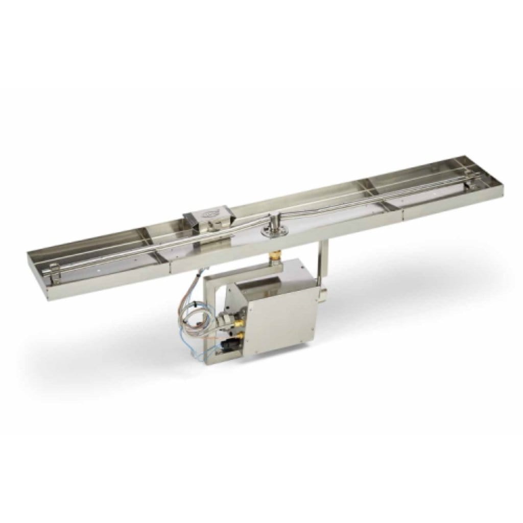 HPC 121" x 8" 120VAC Natural Gas Linear Interlink Pan Torpedo Fire Pit Insert With Hi-Lo Electronic Ignition