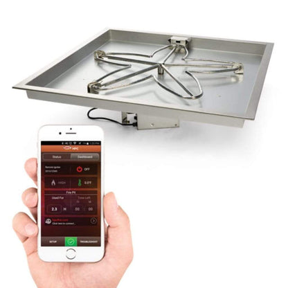 HPC 18" 24VAC Square Bowl Pan Natural Gas Standard Fire Pit Insert With Hi/Lo Electronic Ignition