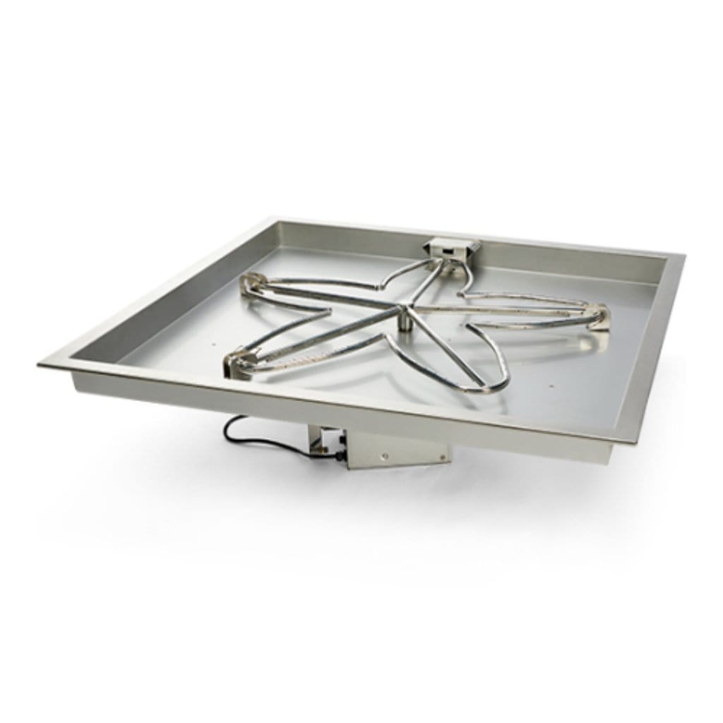 HPC 18" 24VAC Square Bowl Pan Natural Gas Standard Fire Pit Insert With Hi/Lo Electronic Ignition