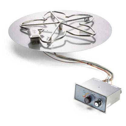 HPC 18" Natural Gas Round Flat Pan Push Button Torpedo Fire Pit Insert With Flame Sensing Ignition