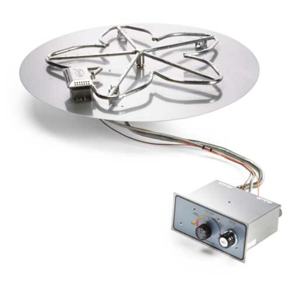 HPC 18" Propane Gas Round Flat Pan Push Button Standard Fire Pit Insert With Flame Sensing Ignition