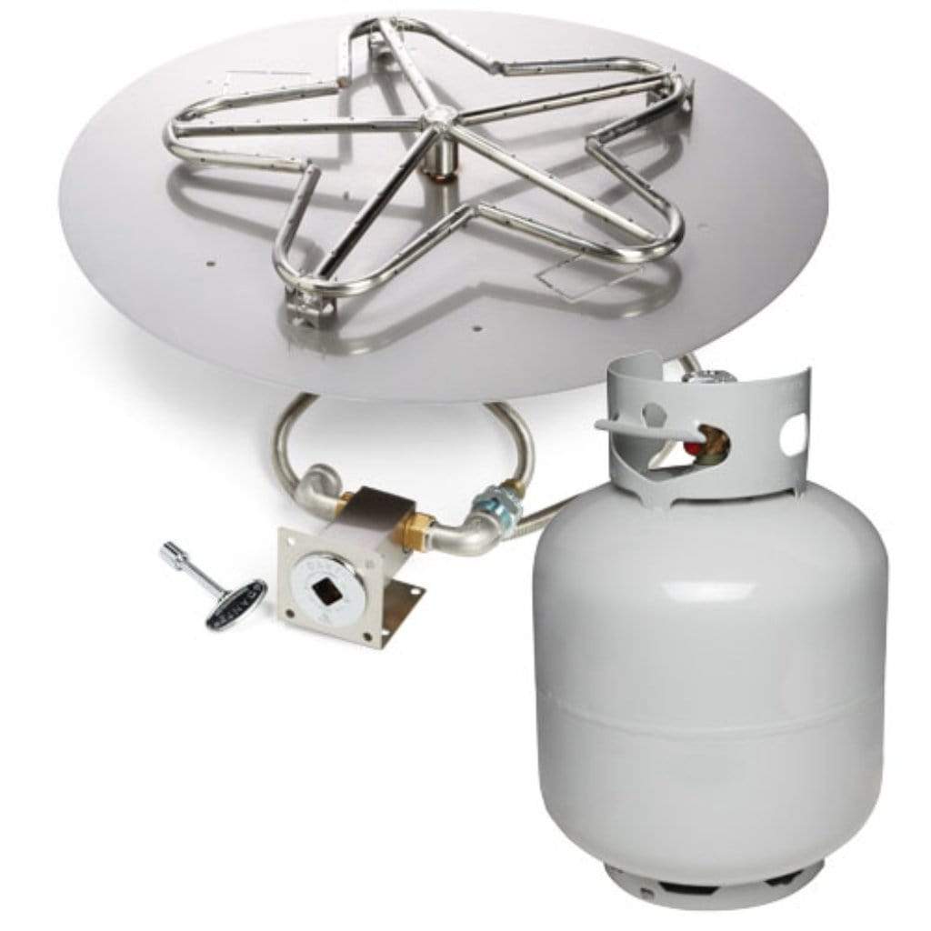 HPC 18" Round Flat Pan Torpedo Fire Pit Insert With Match Lit Ignition & Small Tank