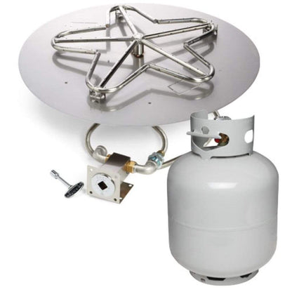 HPC 18" Round Flat Pan Torpedo Fire Pit Insert With Match Lit Ignition & Small Tank