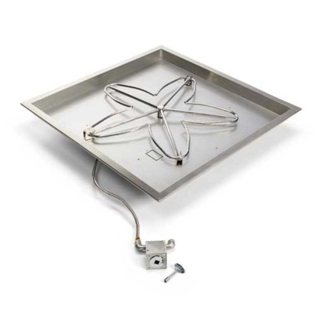 HPC 18" Square Bowl Pan Natural Gas Torpedo Fire Pit Insert With Match Lit Ignition