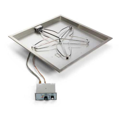 HPC 18" Square Bowl Pan Propane Gas Standard Fire Pit Insert With Push Button Flame Sensing Ignition