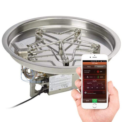 HPC 19" 120VAC Round Bowl Pan Natural Gas Torpedo Fire Pit Insert With Hi/Lo Electronic Ignition