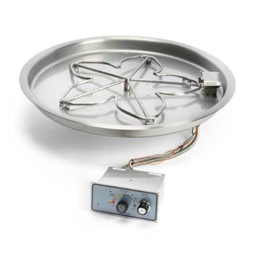 HPC 19" Round Bowl Pan Propane Gas Standard Fire Pit Insert With Push Button Flame Sensing Ignition