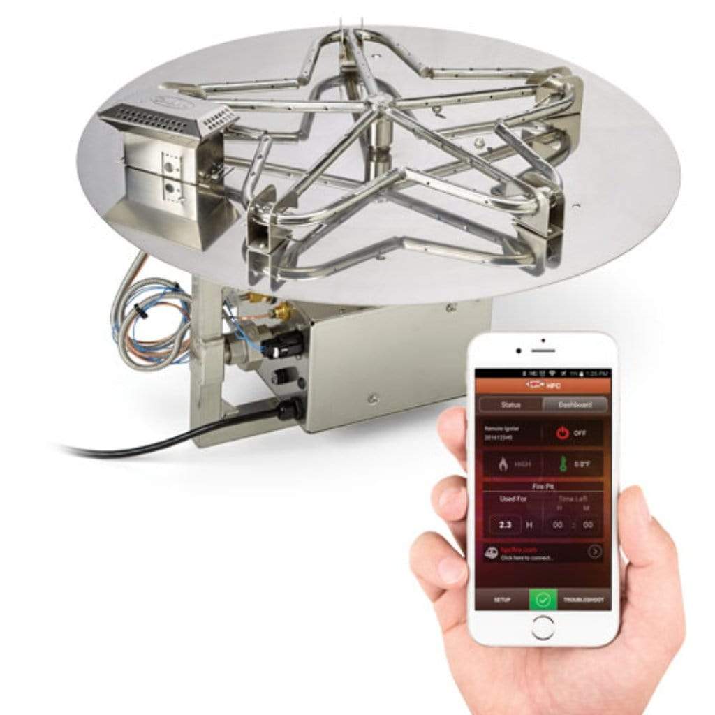 HPC 24" 120VAC Round Flat Pan Propane Gas Standard Fire Pit Insert With Hi/Lo Electronic Ignition