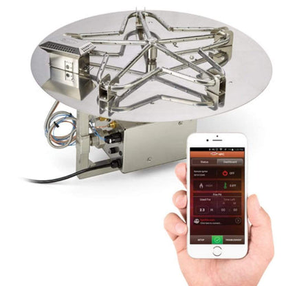 HPC 24" 120VAC Round Flat Pan Propane Gas Standard Fire Pit Insert With Hi/Lo Electronic Ignition