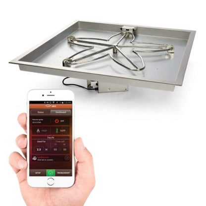 HPC 24" 120VAC Square Bowl Pan Natural Gas Standard Fire Pit Insert With Electronic Ignition