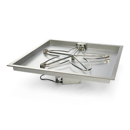 HPC 24" 120VAC Square Bowl Pan Natural Gas Standard Fire Pit Insert With Electronic Ignition